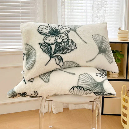 DecorBites™ Cozy Winter Plush Pillowcase: Nordic Printed Milk Velvet Soft Home Decor