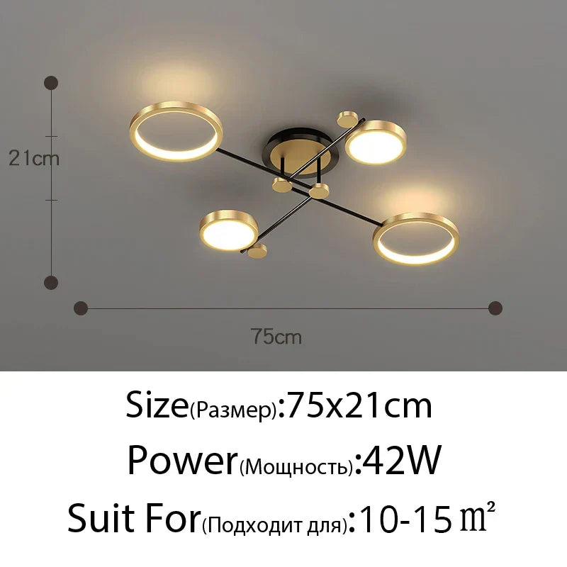 Gold Frame 6-Head Dimmable LED Chandelier