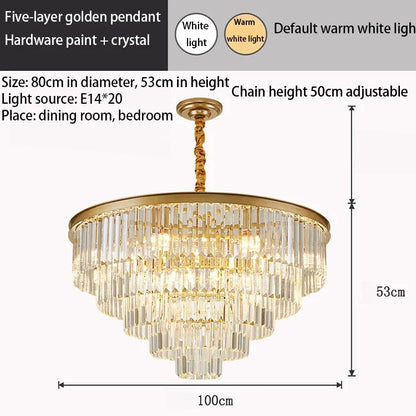 DecorBites™ Crystal Gold Black LED Chandelier: Modern Multi-Storey Pendant Lamp Lighting