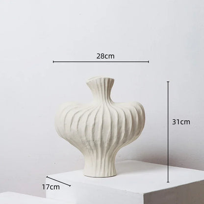 DecorBites™ Fringe Heterophore Vase - Handcrafted Porcelain Floral Arrangement Ornament