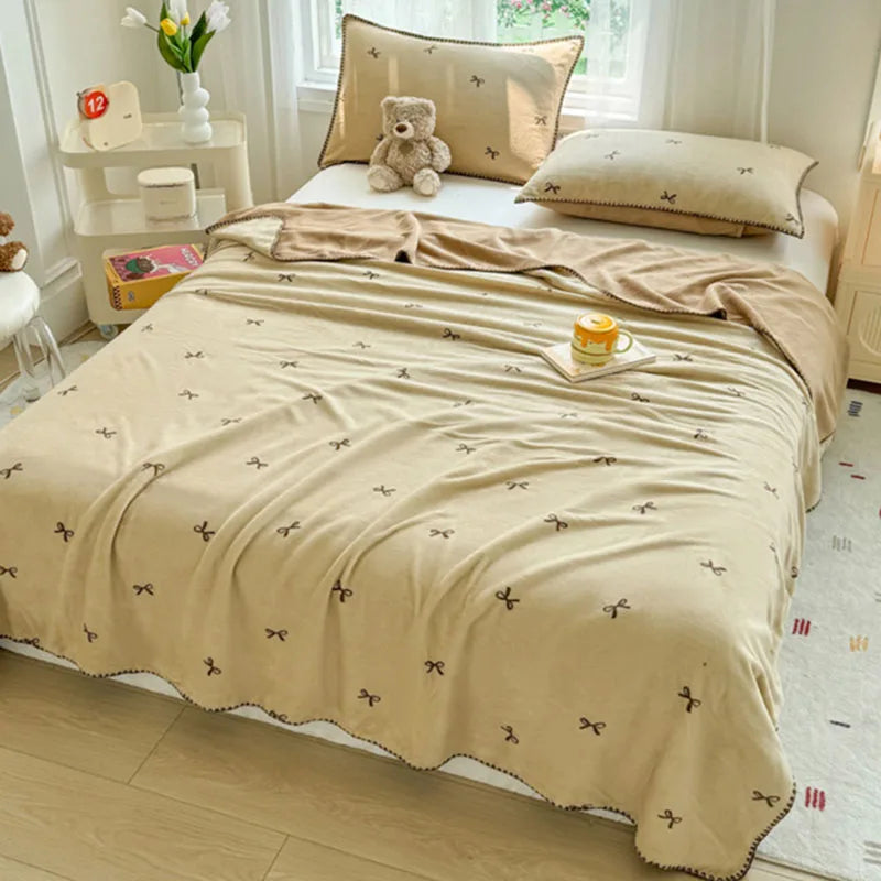 DecorBites™ Cozy Coral Fleece Blanket: Perfect for Dorm, Home, or Sofa