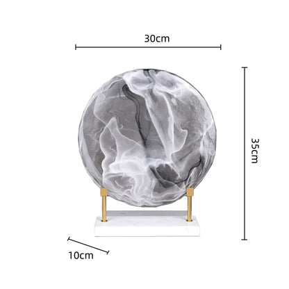 DecorBites™ Glass Geometric Disk Marble Cake Craft Home Decor Figurines