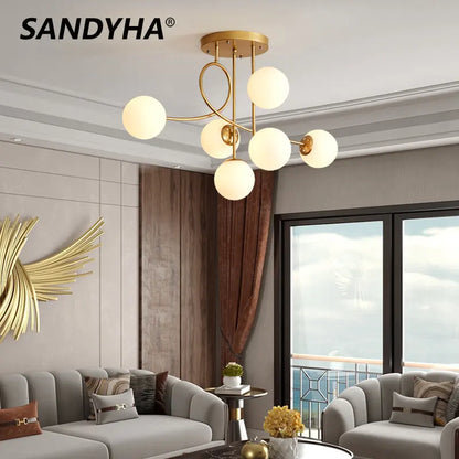 DecorBites™ Glass Ball LED Ceiling Chandelier - Modern Nordic Pendant Light for Living Room