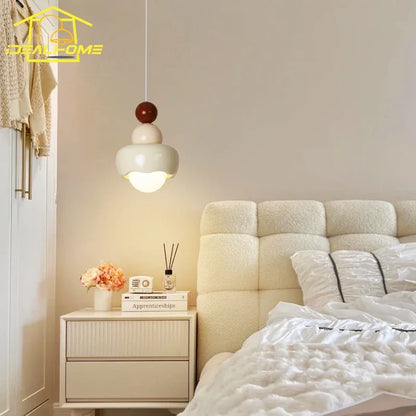 DecorBites™ Cream Wind Resin/Glass Pendant Lights: Modern LED E27 Hanging Lamp for Bedroom, Bar, Kids Room