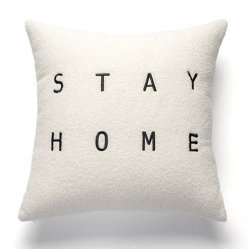 Beige Abstract Lambswool Cushion