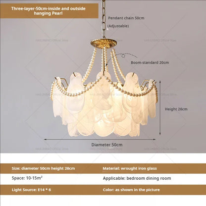 DecorBites™ French Chandelier Garden Light with K9 Crystal | Elegant Pearl Shell Design