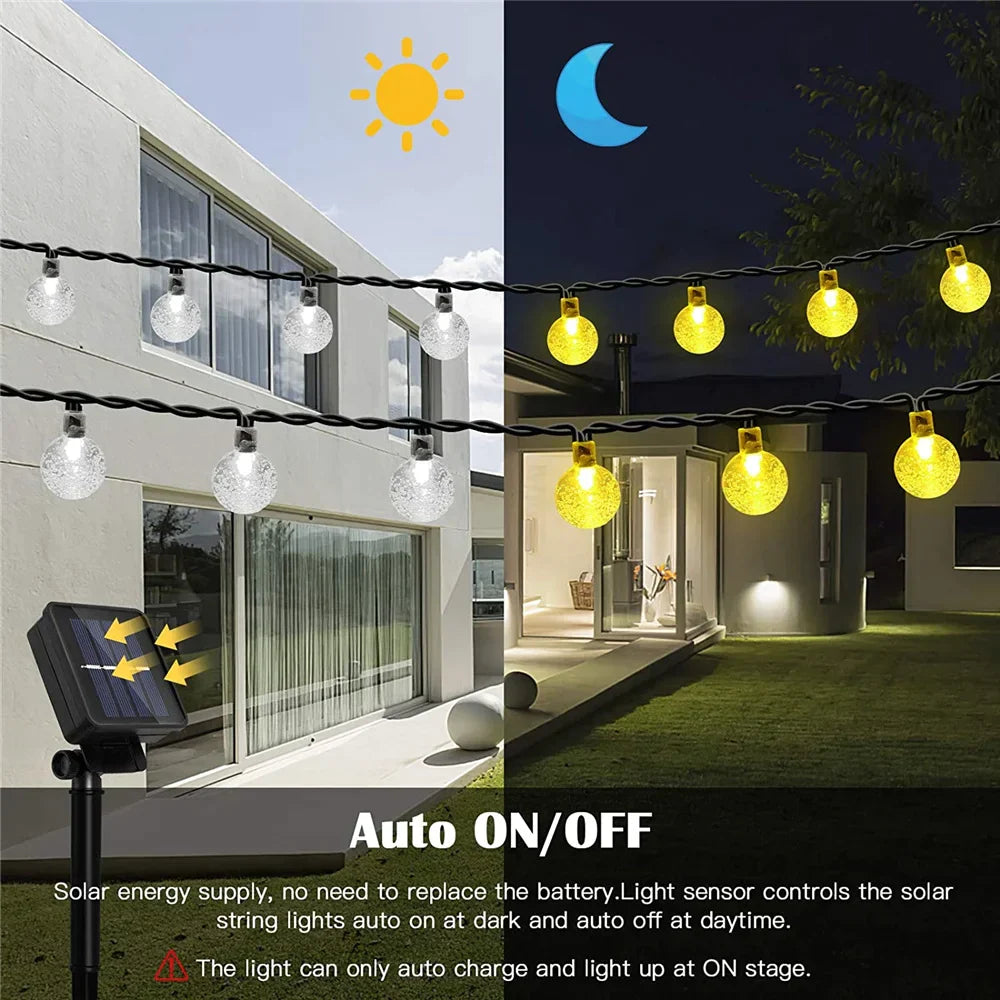DecorBites™ Crystal Ball Solar Fairy Lights for Outdoor Garden Christmas Wedding Decor