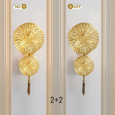 DecorBites™ Gold Flower Copper Frame Wall Sconce for Hotel Dining Room Lighting
