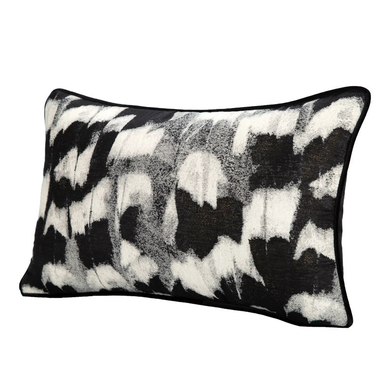 DecorBites™ Abstract Monochrome Jacquard Lumbar Pillow Cover for Chic Studio & Home Decor
