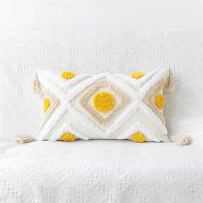 DecorBites™ Embroidered Geometric Leaves Pillow Cover Handmade Home Decor 30x50cm/45x45cm
