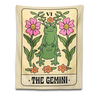 DecorBites™ Gemini Frog Constellation Wall Hanging Tapestries for Boho Room Decor