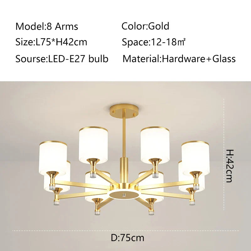 DecorBites™ Glass Chandelier: Nordic Modern LED Hanging Light for Living Room and Bedroom