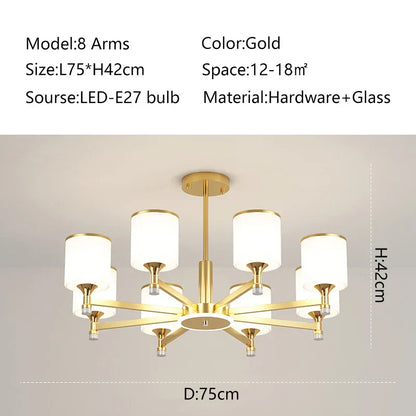 DecorBites™ Glass Chandelier: Nordic Modern LED Hanging Light for Living Room and Bedroom