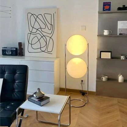 DecorBites™ Garrault LED Chrome Metal Ball Floor Lamp with White Acrylic Shade