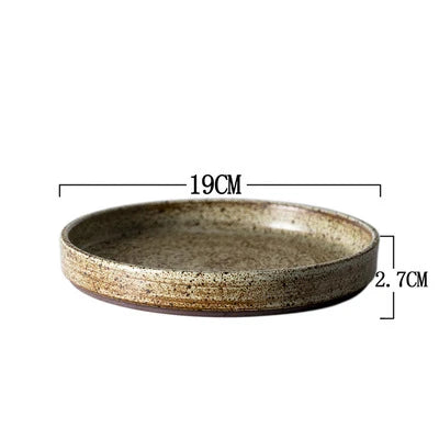 DecorBites™ Japanese Style Handmade Stoneware Dinnerware Set - Round Plates and Bowls