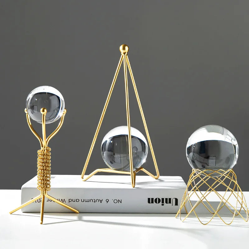 DecorBites™ Crystal Ball Crafts: Nordic Light Luxury Modern Metal Décor for Home and TV Cabinet