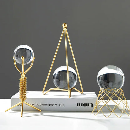 DecorBites™ Crystal Ball Crafts: Nordic Light Luxury Modern Metal Décor for Home and TV Cabinet