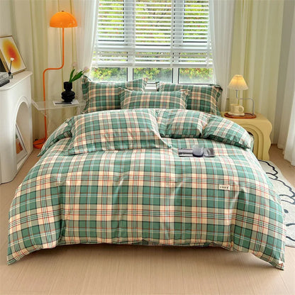 DecorBites™ Cotton Stripe Comforter Cover Set for Single Double Bed - Autumn Winter