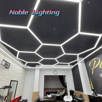 DecorBites™ Geometric LED Lights for Exhibition Car Detailing Garage Workshop - Polygonal Snowflake Theme