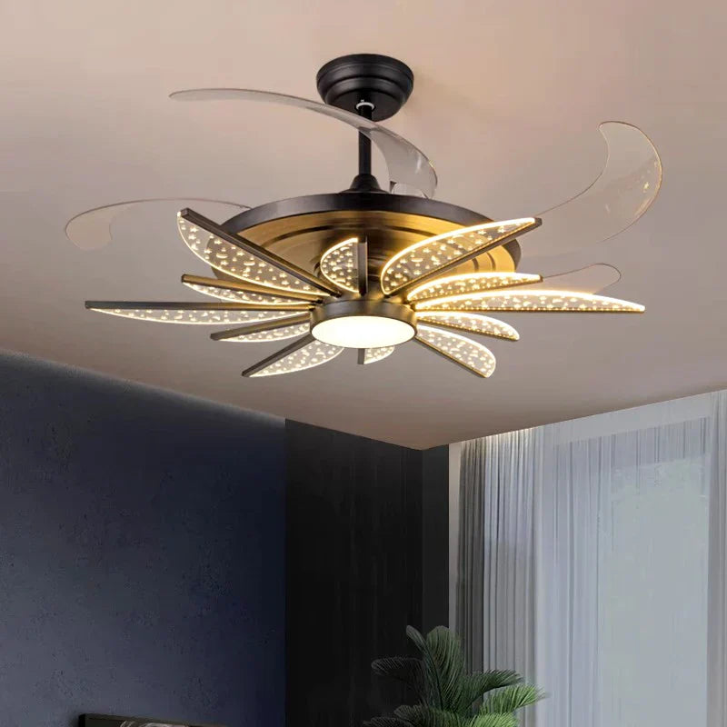 White Modern Ceiling Fan 8-Head Kids Room