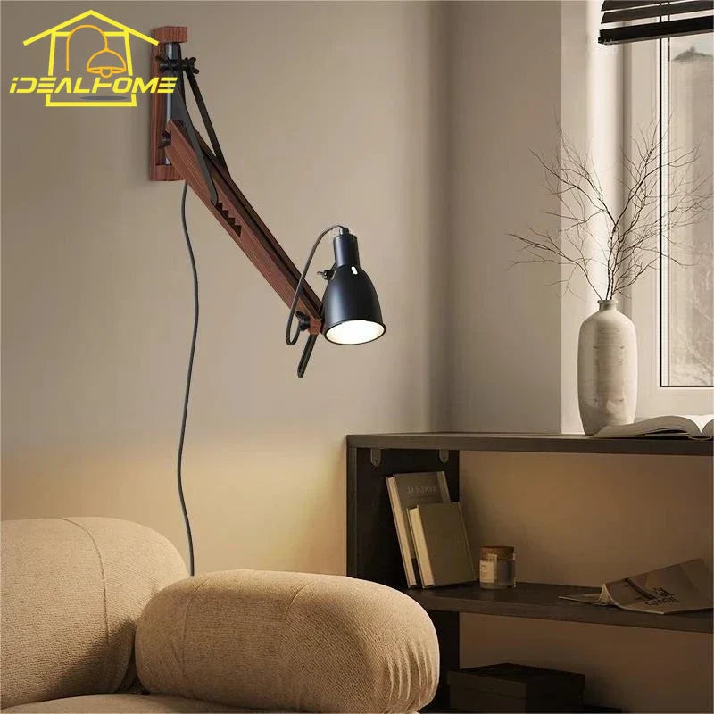 Wood Swing Arm Lamp