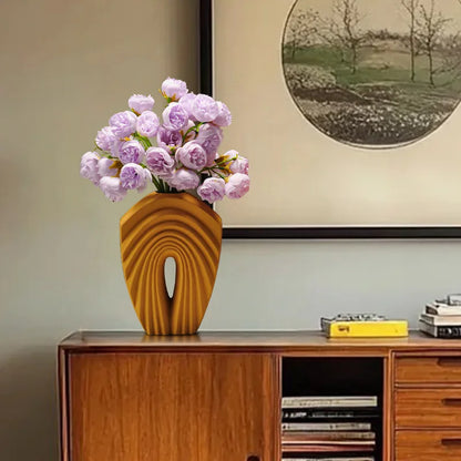 DecorBites™ Geometric Folds Ceramic Flower Vase - Home Decor Handicrafts