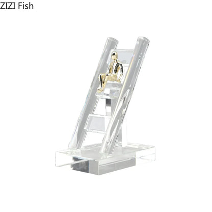 DecorBites™ Golden Figures Resin Sculpture: Creative Staircase Desk Decoration