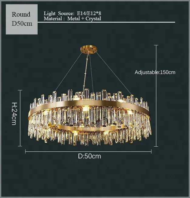 DecorBites™ Crystal LED Oval Chandelier for Dining Room Lighting