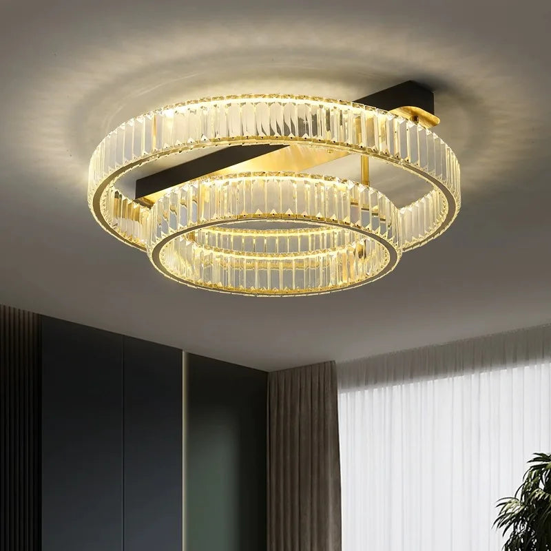 DecorBites™ Gold Crystal Copper Ceiling Lamps LED Modern Home Room Decor Lighting