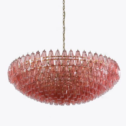 DecorBites™ Gray Glass Chandelier | Luxury Purple Light Fixture