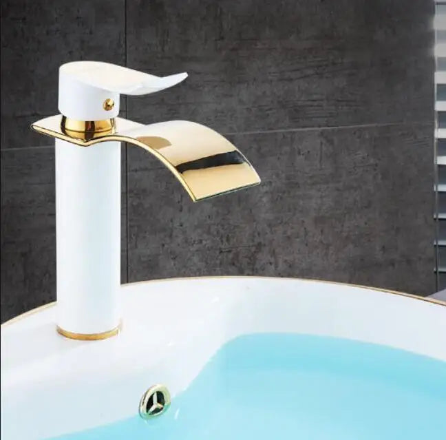 Gold White Waterfall Faucet