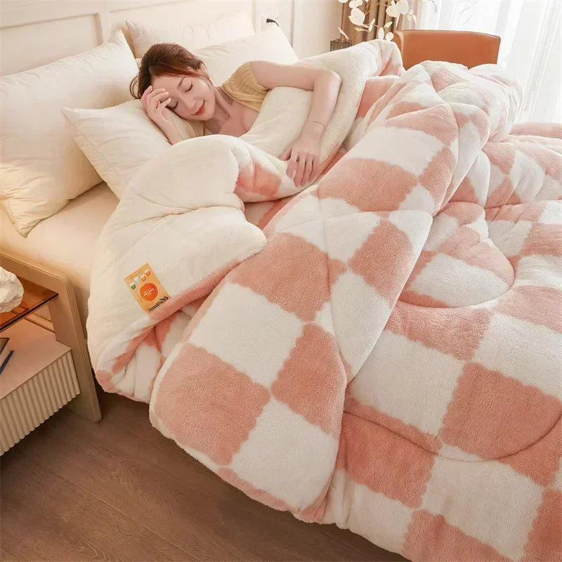 DecorBites™ Cozy Checkerboard Cashmere Weighted Blanket for Ultimate Winter Warmth