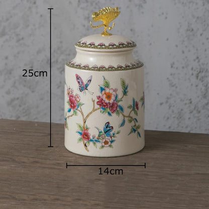 DecorBites™ Dragonfly Lid Storage Jar - Round Cosmetic Jewelry Box Candy Pot Aroma Can