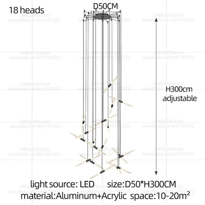 Modern Black Multi-Light Stairwell Pendant Light