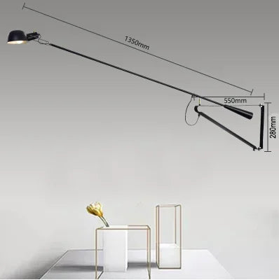 DecorBites™ Dimmable LED Wall Lamp, Rotating Long Pole, Swinging Black and White Industrial Design