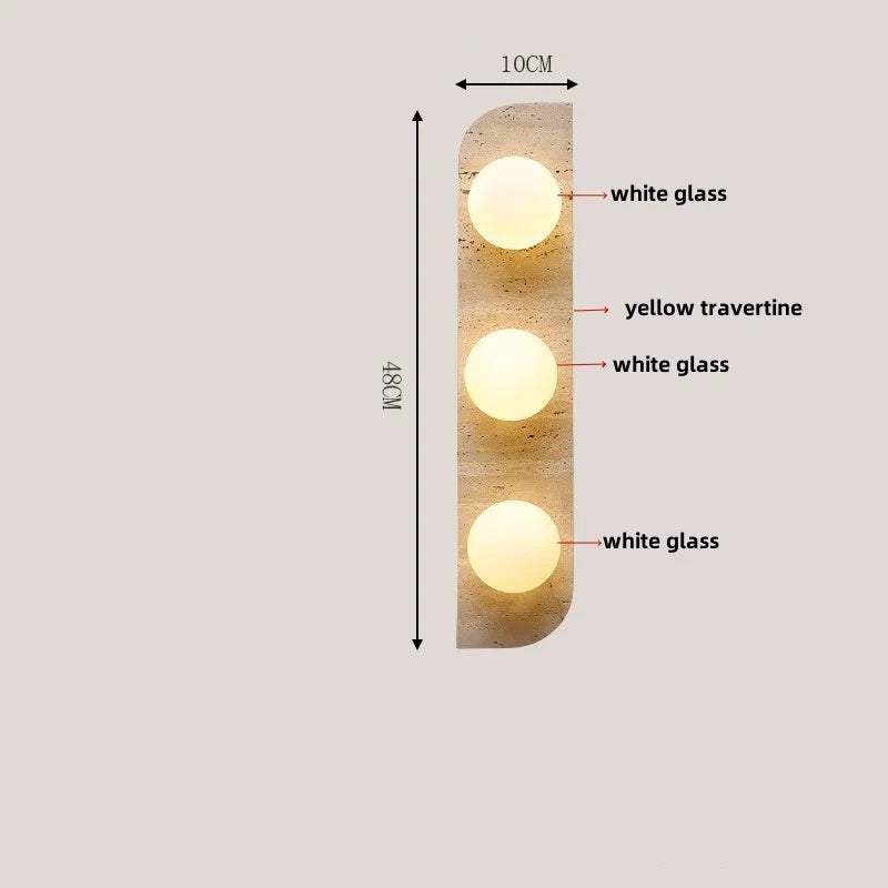 DecorBites™ LED Wall Light Fixtures Bedroom Modern Button Switch Yellow Travertine White Iron Bedside Lamp