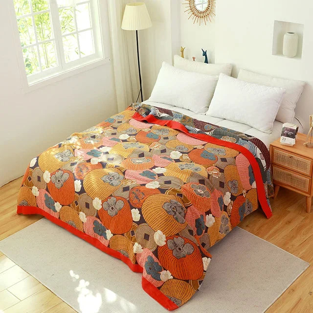 Cotton Gauze Flower Throw