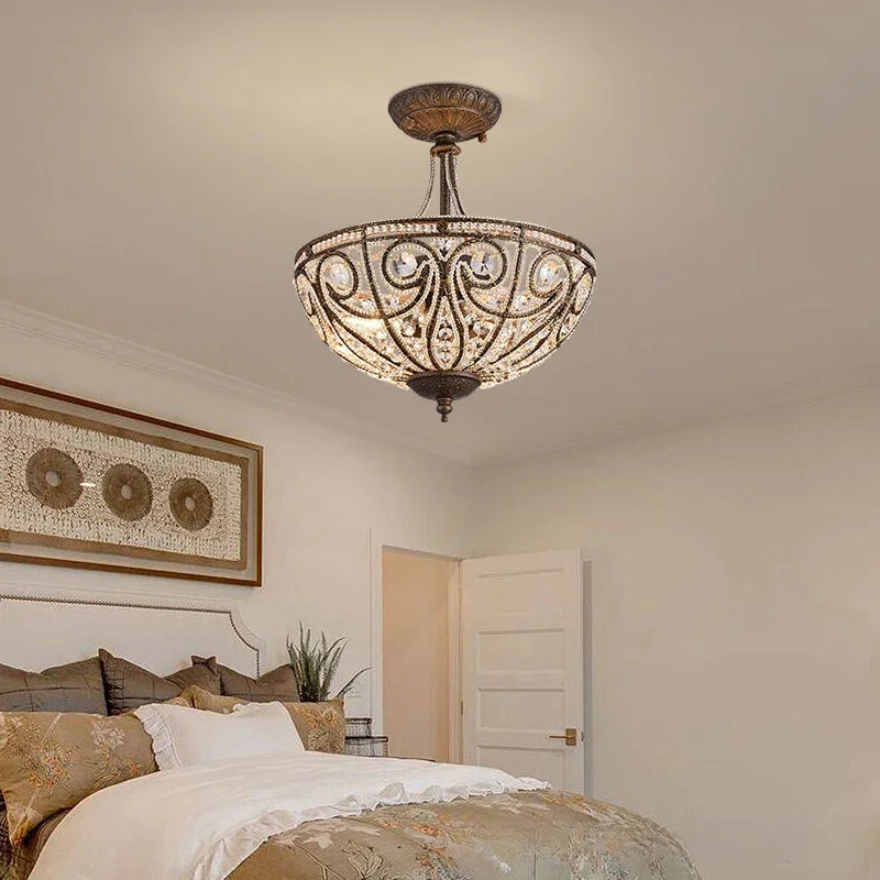 Retro Crystal Semi Chandelier