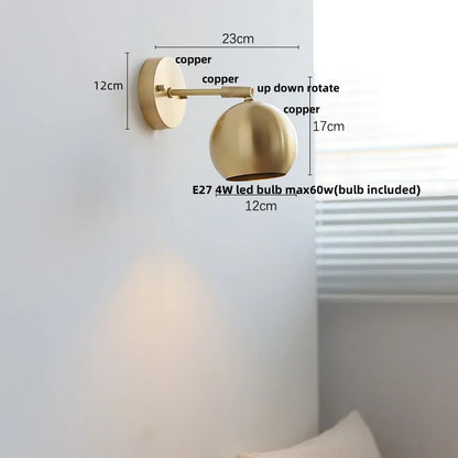 DecorBites™ Copper Wall Light with Pull Chain Switch, Modern Nordic Design