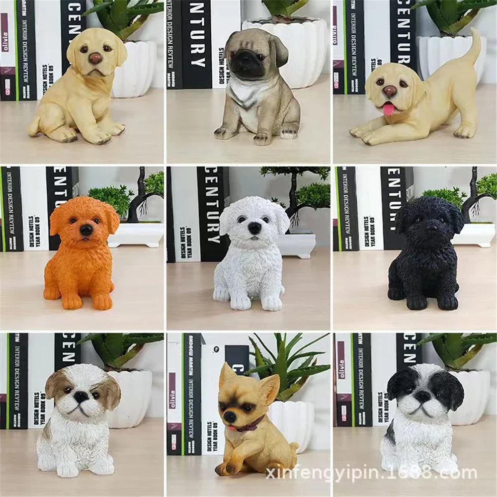 DecorBites™ Dog Sculpture for Home Decor - Lifelike Resin Pup Figurine Craft