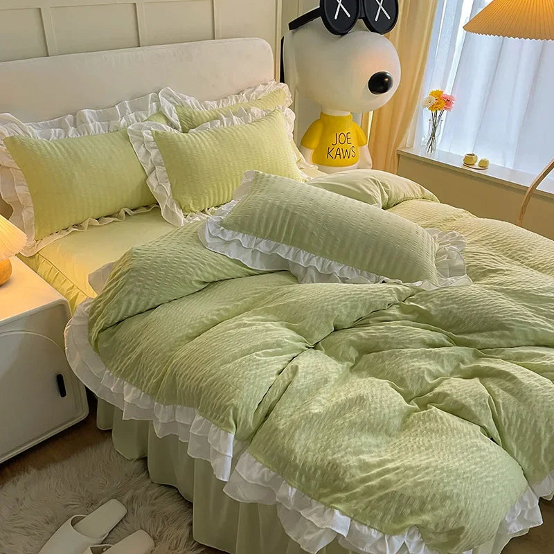 Washed Cotton Lace Bedding
