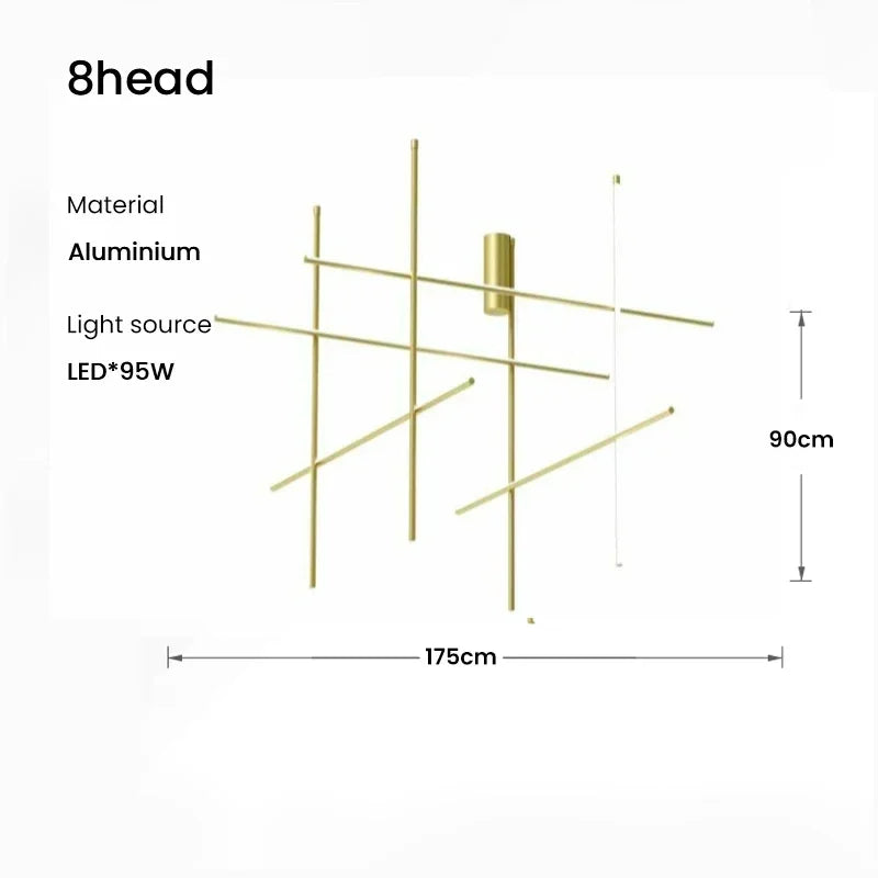 DecorBites™ LED Linear Ceiling Chandelier Italian Designer Luxury Dining Room Chandelier