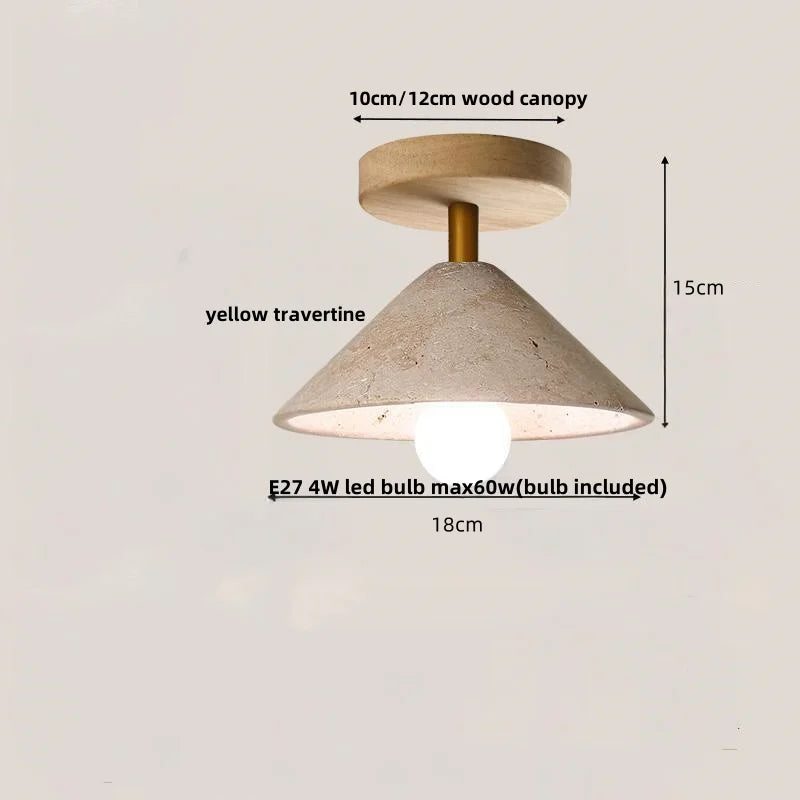Travertine Wood Ceiling Light