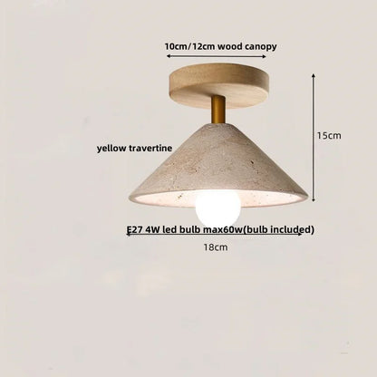 DecorBites™ LED Wood Yellow Travertine Ceiling Light - Modern Style for Home Decor
