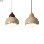 Yellow Travertine Pendant Lamp Polished Copper