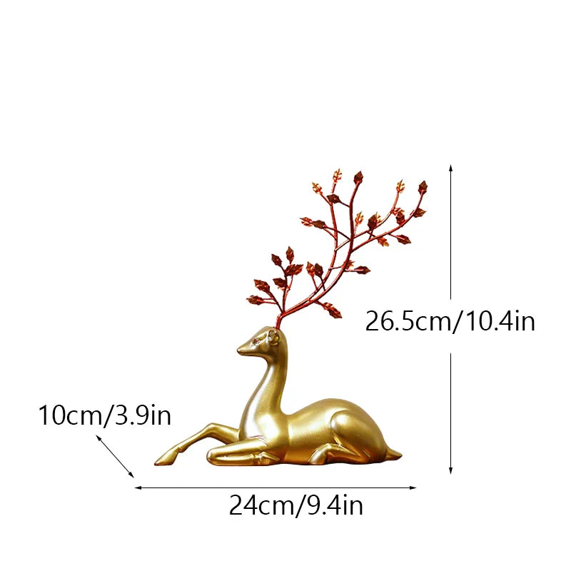 Gold Deer Feng Shui Figurines