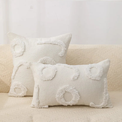 DecorBites™ Geometric Chenille Embroidered Pillow Covers Boho Moroccan Style Decor