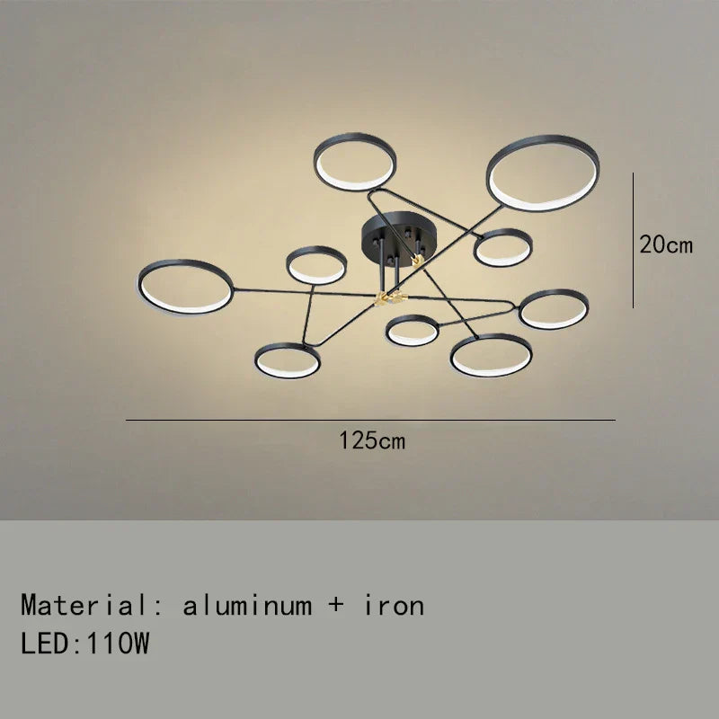Minimalist Gold Black Chandelier