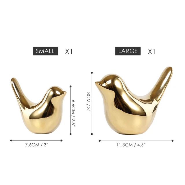 Gold Silver Bird Statues