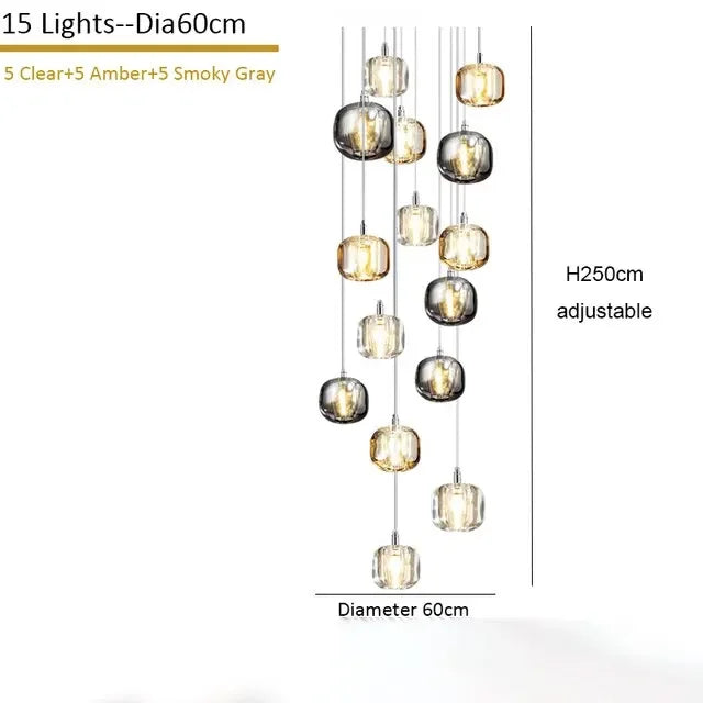 DecorBites™ Crystal Staircase Chandelier: Modern Luxury Indoor Lighting Fixture